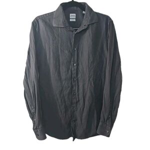 Armani Collezioni Mens 41/16 R Gray W/ Green‎ Tints Long Sleeve Button Up Shirt